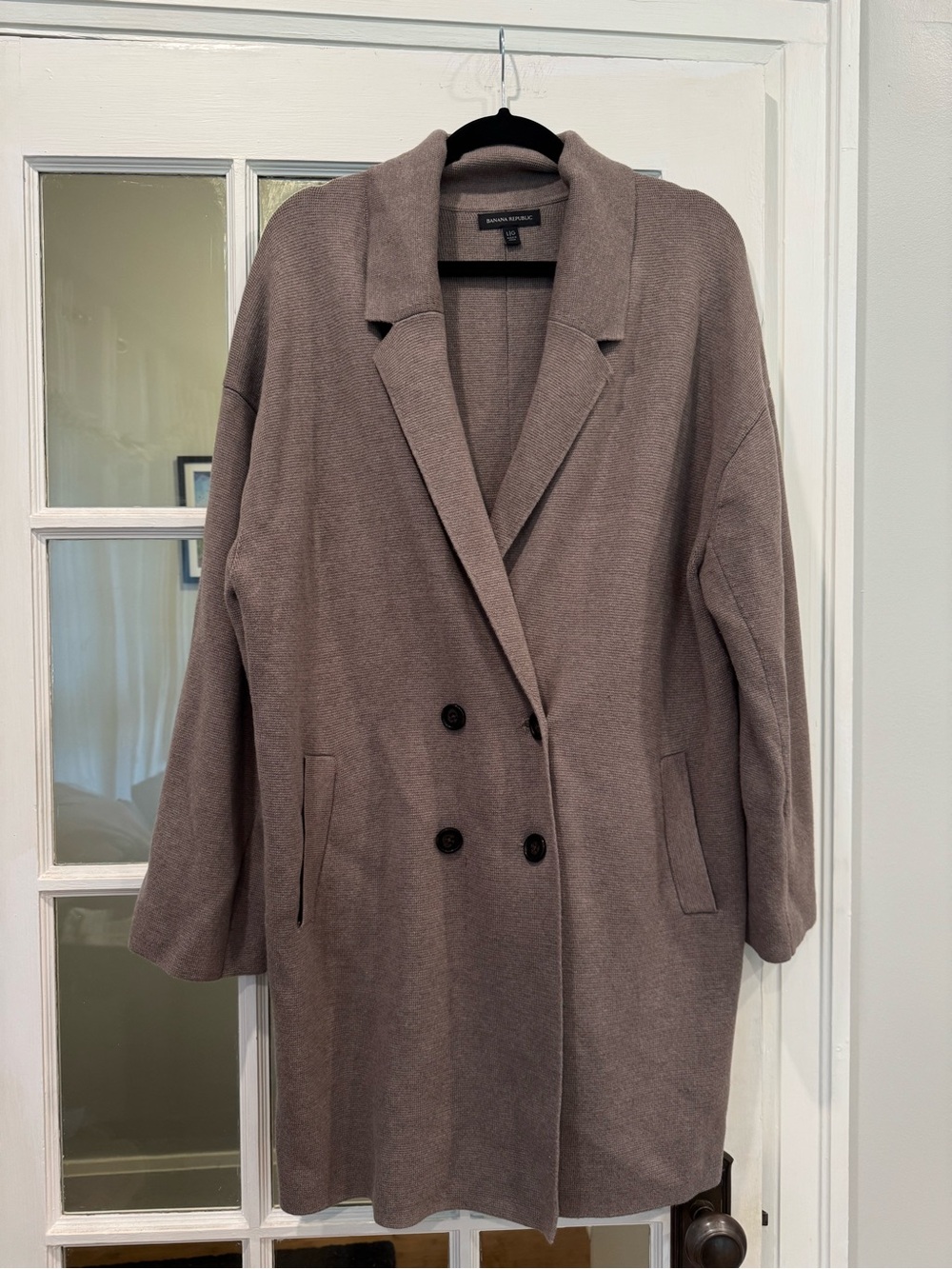 Banana Republic Taupe Double-Breasted Wool-Blend Coat